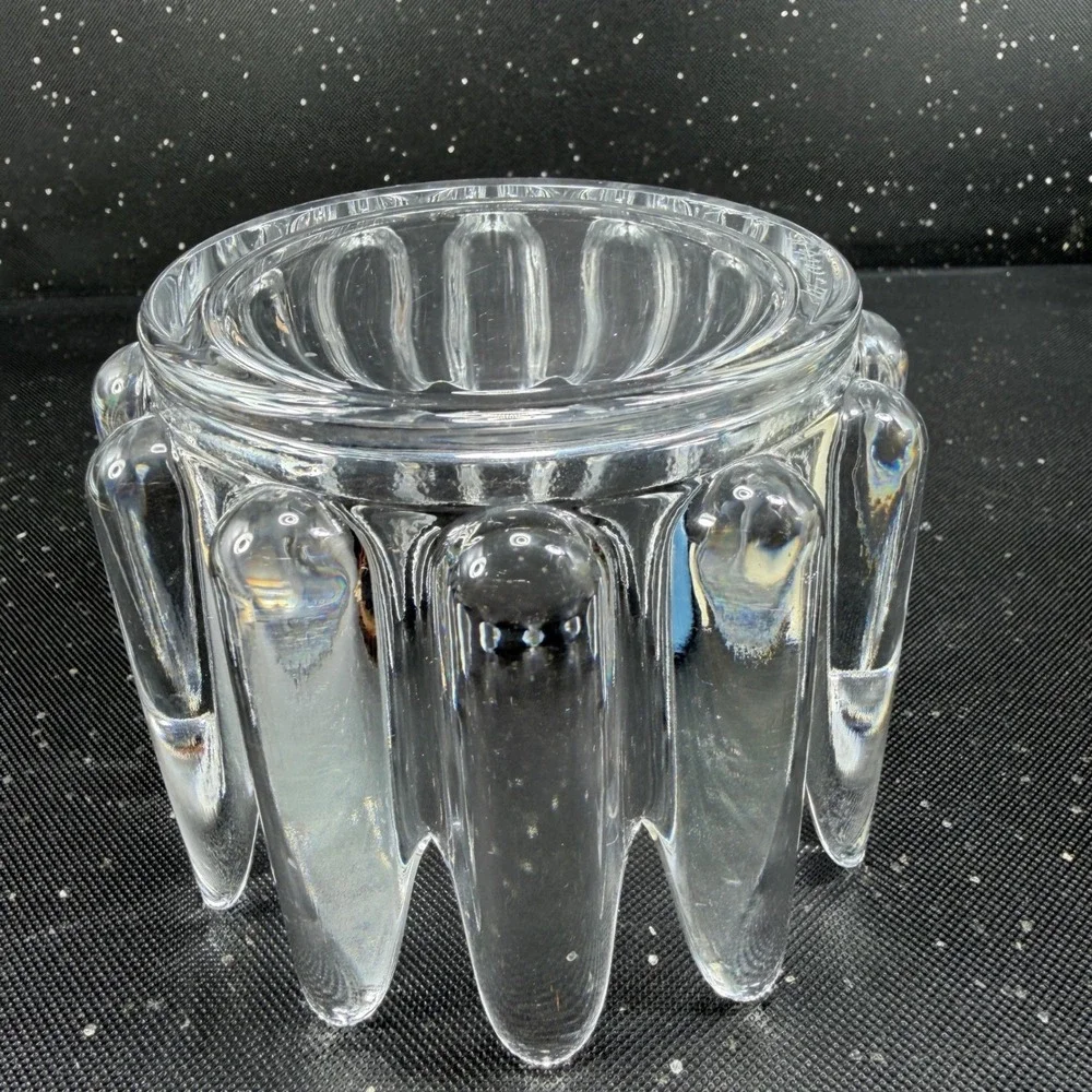 Orrefors Corona Crystal Bowl Lars Hellsten Swedish Glass 3in Clear Crown Dish